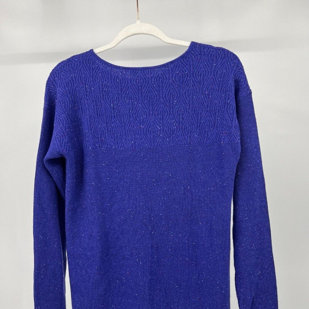 TALBOTS Sweater M Purple Confetti Knit Textured Round Neck Pullover Size Medium - Picture 6 of 11